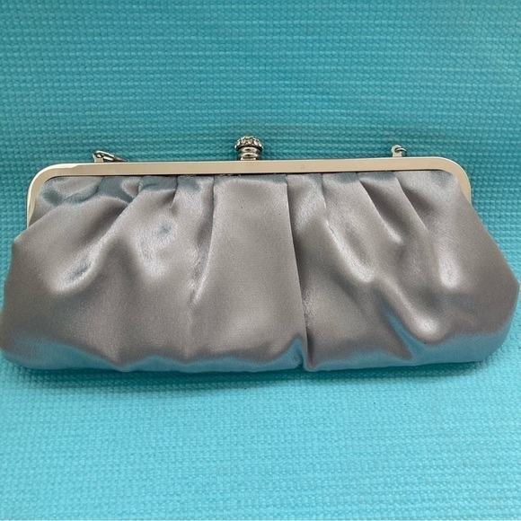 Lulu Townsend Clutch Silver Front sequins with decorative clasp. 10”x 5” - Picture 9 of 10